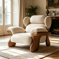 Fauteuil lounge contemporain à dossier incurvé, fauteuil individuel rembourré en tissu doux, chaise de loisirs élégante pour la maison, le bureau ou la réception