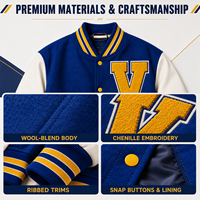 Veste universitaire personnalisée en laine avec manches en cuir PU, OEM ODM, faible MOQ, marque de streetwear à étiquette privée