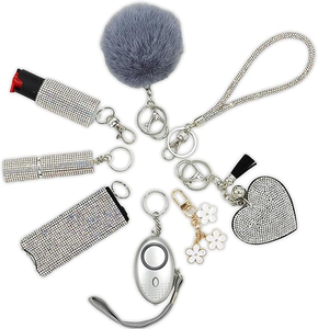 Wholesale bling self defense led Gift Keychain <b>Set</b> for Women Including Wrist Strap, Heart Accessory, Petal Decor and Pom Pom - Product Image 5