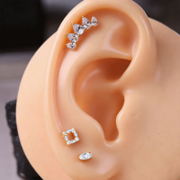 Clous d'oreilles classiques en zircon hautement poli, plaqués or 24 carats, en titane, hypoallergéniques, cadeau de mariage, bijoux de corps, labret