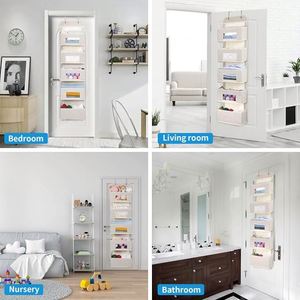 5-<b>Shelf</b> Over the Door Hanging Organizer with 2 Metal <b>Hooks</b> Shoes Organizer - Product Image 6