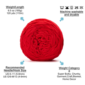 Hot Selling 160 Grams Baby Soft Single Color <b>100</b>% <b>Polyester</b> Crochet Velvet Chunky Chenille <b>Yarn</b> for DIY Blankets - Product Image 2