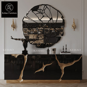 Foshan Modern <strong>Cheap</strong> Buffet Dining <strong>Sideboard</strong> Buffet Cabinets Luxury Gold Steel Black <strong>Sideboard</strong> Console - Product Image 1