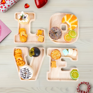 Plateau à lettres en bois contemporain, <span class=keywords><strong>grand</strong></span> <span class=keywords><strong>format</strong></span>, robuste et durable, pour collations, fruits, desserts, gâteaux, plateaux sensoriels en bois avec alphabet. - Product Image 1