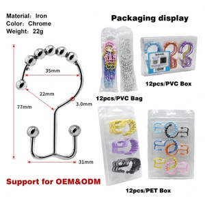 YIWANG Crochets de tringle à rideaux doubles chromés Anneaux de suspension pour rideaux - Product Image 3