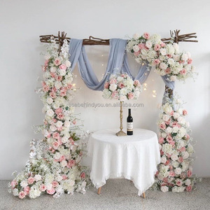 Décor de mariage Arrangement floral de scène <span class=keywords><strong>Fushia</strong></span> et fleurs rose vif Chemin de table de mariage - Product Image 6