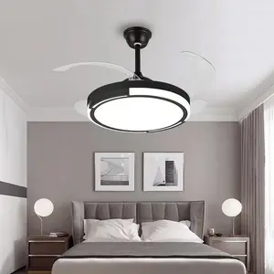 110V 220V 42inch Ventilador de techo LED Ceiling Fan With Light Retractable Blades remote control living room Nordic fan lights