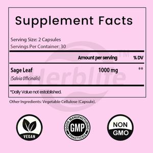 Cápsulas de Extracto de Salvia - Apoyo Cerebral, Digestivo e Inmunológico, Antioxidante, Suplemento para la Salud, Vegano, Sin OMG, Sin Gluten, OEM, ODM - Product Image 2