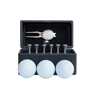 Hot Sale Classic leather Box Golf Ball Marker Hat Clip Divot Tool Tees Golf Pack Set Golf Gift Set