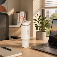 Couvercle de gobelet DualSip 2-en-1 avec bec verseur et paille pliable, avec infuseur à thé en acier inoxydable 304 pour gobelets de 30, 32 et 40 oz