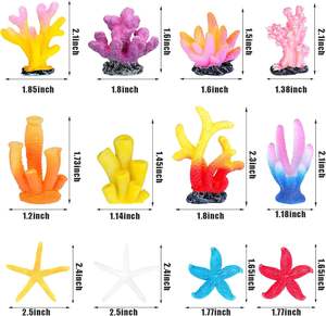 Dekorasi akuarium tanaman karang palsu, ornamen tangki ikan dekorasi buatan Polyresin warna-warni aksesoris dekorasi batu karang - Product Image 2