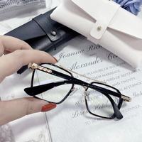 Gafas de sol cuadradas con doble puente para hombre y mujer, anteojos con montura grande, antiluz azul, retro, negro, transparente, para ordenador