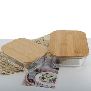 Haute Borosilicate Verre <span class=keywords><strong>Bambou</strong></span> Bois Couvercle Frais Boîte À Lunch Ensemble Bol <span class=keywords><strong>En</strong></span> Verre Micro-ondes Spécial Scellé Boîte À Lunch - Product Image 6