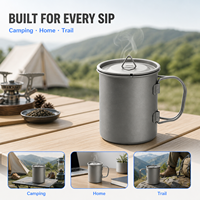 Tasse de camping pliable en titane pur, empilable, résistante au feu, pour l'extérieur et la maison, pour le thé