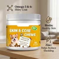Friandises pour la peau et le pelage du chien, complément Omega 3, biotine et vitamine E pour la fourrure, la peau et les ongles, pour une fourrure brillante, une peau saine et une réduction de la chute des poils