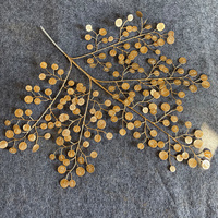 H05457 Großhandel Künstliche Plastik Goldene Silberne Eukalyptus-Palmblätter Dekoration für Weihnachten und Ostern Heim-Dekor
