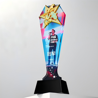 Trophée en cristal K9 personnalisé, étanche, gravé au laser, design créatif en forme d'aile, pour discours de hôte, concours, récompense, événement musical, souvenir
