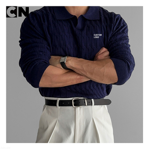 Fabricant de pulls certifiés GRS, vente en gros, sur mesure, polyester, nouvelle collection automne-hiver, pull en maille torsadée pour homme, pull d'affaires - Product Image 4