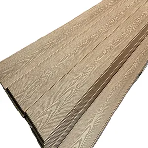 Deep 3D Embossed Wood Grain WPC Outdoor Decking Sheet Crack Resistant Waterproof Anti Slip Solid Hollow Core