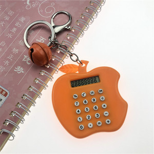 Miniature Apple Cartoon Calculator 8 Digit Student Keychain Portable Toy Red ABS Material - Product Image 3
