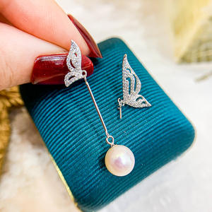 WENCHI S925 Argent DIY Accessoires Perles Plateau Vide pour Perles Plates 8-10mm Boucles d'Oreilles Papillon Bijoux Mode Modèle Goutte 11148 Fabriqué en Chine - Product Image 4