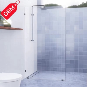 Bandeja rectangular para puerta de <span class=keywords><strong>ducha</strong></span> sin marco al por mayor, cristal templado de 8mm de grosor con marco cepillado, pantalla de cristal corredizo para Baño - Product Image 6