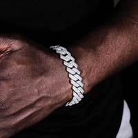 Bracelet chaîne Hip Hop Miami Cuban Link en CZ glacé avec fermoir boîte pour hommes, bijoux de mode, vente en gros