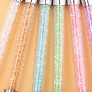 Juego de 5 pinceles de silicona para decoración de uñas, pinceles de doble punta para pegamento de uñas, mango rosa cristal y oro rosa, pinceles para manicura de salón - Product Image 3