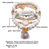 Bracelet tendance en alliage avec pampilles turquoise et pierres en forme de cœur, best-seller transfrontalier, lot de quatre pièces