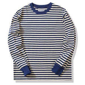 T-<span class=keywords><strong>shirt</strong></span> Marin à Rayures Bretonnes Vintage 280g pour Homme 100% Coton Épais, Personnalisable avec Logo, Streetwear, Manches Longues, Vente en Gros - Product Image 1