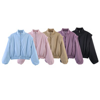 Vêtements pour femmes transfrontaliers Automne Hiver 2026 Mode INS Européenne Américaine Veste courte en polyester à col montant et fermeture éclair
