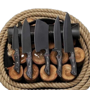Juego de Cuchillos de Chef de Acero al Carbono Hechos a Mano, 5 Piezas, Profesionales, con Mango de Madera Oscura, Estilo Vintage, Ambidiestros, Venta al Por Mayor, Dropship - Product Image 1