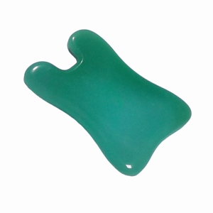 Custom Logo Green Glass Guasha Board Ergonomic Handle Design for Easy Grip - Product Image 5