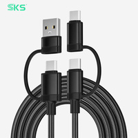 Cable Trenzado USB 3.0 a Tipo C 4 en 1, Carga Rápida, Transferencia de Datos para Impresora IOS, Teléfono, Tableta, Disco Duro Externo