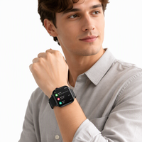 Montre connectée 1,93 pouces avec écran TFT carré, appels, surveillance de la santé, selfie à distance, bracelet en silicone pour iOS