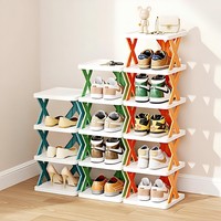 Range-chaussures vertical multi-niveaux en plastique, organisateur de rangement autoportant empilable pour petits placards et espaces étroits