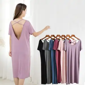 Modal Short-Sleeved Pyjamas Feminine Dress Summer Plus Size Loose Long Rayon Cotton Pajamas Nightdress Women's Sleepwear Robes