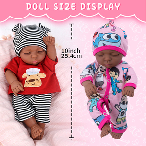 Real Life 10-Inch African Black Reborn Baby Doll Vinilo suave con dos juegos de ropa Juguete de peluche para niños - Product Image 5
