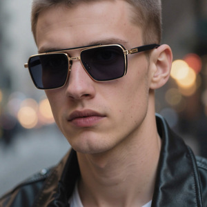 Lunettes de soleil carrées tendance Partagas pour hommes, avec logo personnalisé, style punk, double pont, protection UV400, vente en gros - Product Image 2