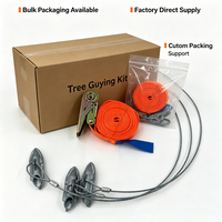 Kit de tirant de soutien d'arbres à 3 points, avec ancre de terre galvanisée à bec de canard, câble en acier et sangle à cliquet pour la stabilisation des arbres transplantes