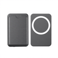 Banque d'alimentation sans fil magnétique 5000 mAh, porte-cartes en cuir PU, charge rapide 20W PD Type-C, chargeur portable