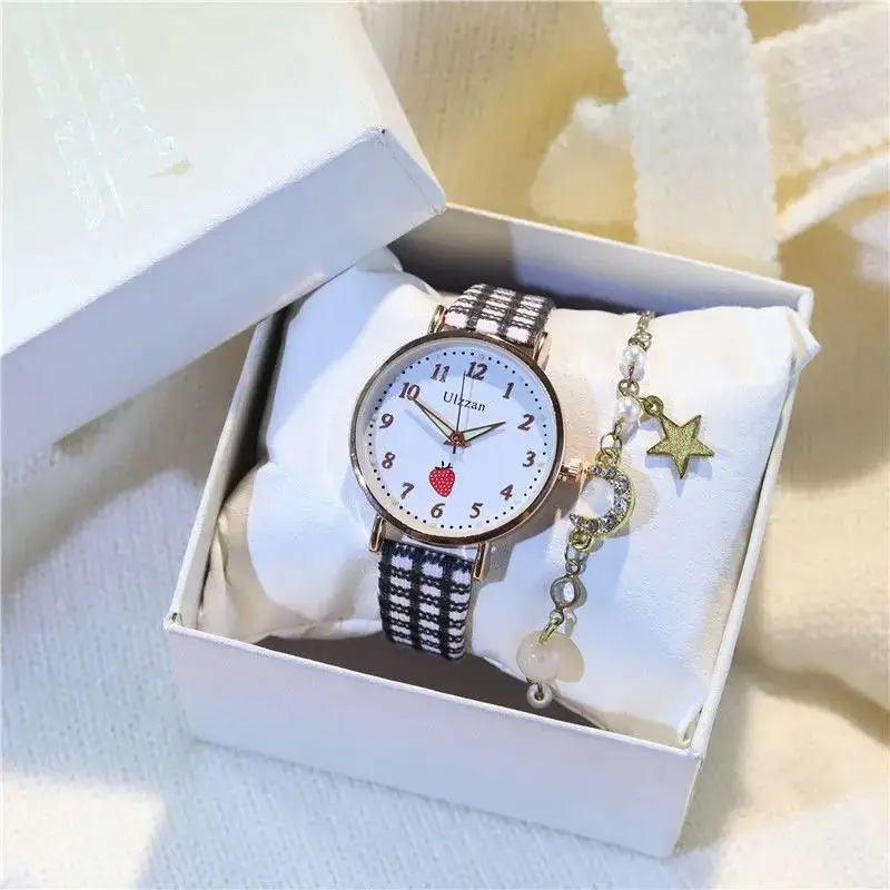 New Cute Strawberry Dial Kinder Damen uhr Studentin Fashion Watch Simple Girl Girlfriend Watch