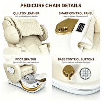 Fauteuil de Pédicure Moderne Luxe avec Massage Électrique et Circulation d'Eau Automatique, Dossier Incliné, Massage Complet pour Salon de Manucure