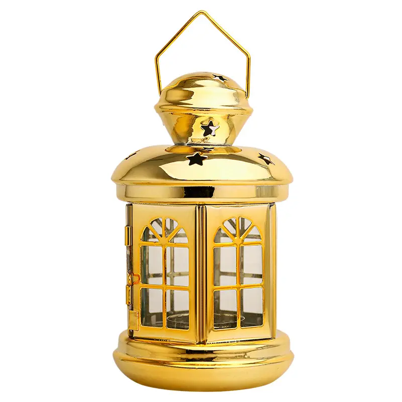 Candelabro in ferro metallico placcato oro lampada del vento portacandele per festa di nozze a casa decorazione lanterna candelabro portatile