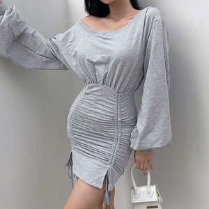 Vestidos de color sólido de las Mujeres Casa <span class=keywords><strong>vestido</strong></span> de las mujeres casuales de mujer largo manga <span class=keywords><strong>vestido</strong></span> de las mujeres - Product Image 1