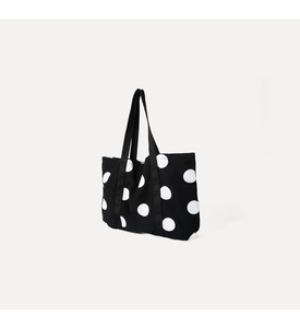 New retro fashion tote <b>bag</b> black and white polka dot <b>large</b> capacity <b>canvas</b> handbag single shoulder <b>bag</b> for women - Product Image 5