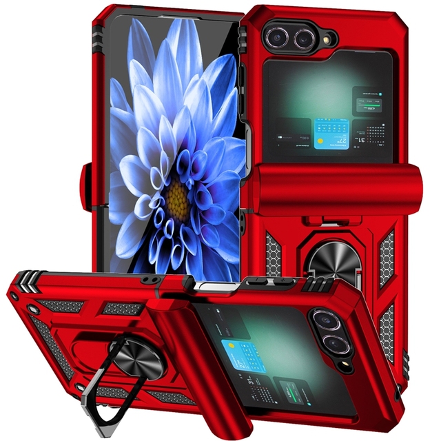 Shockproof Finger Ring Hard Phone Case for Samsung Galaxy Z Filp6 Z Flip 6 Car Mount Magnetic Holder Stand Protective Skin Cover