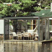 Hooeasy Jardin Manuel Réglable Volets Latéraux Clôture Persienne Toit Bioclimatique Pavillon Gazebo Extérieur Pergola Aluminium
