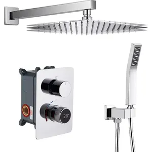 Conjunto de torneira de chuveiro de 12 polegadas, com válvula de chuveiro digital, sistema de chuveiro do banheiro