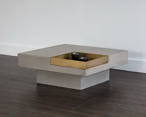 北欧の家具ソファテーブルリビングルーム用コンクリートクリームホワイトラウンドコーヒーテーブル